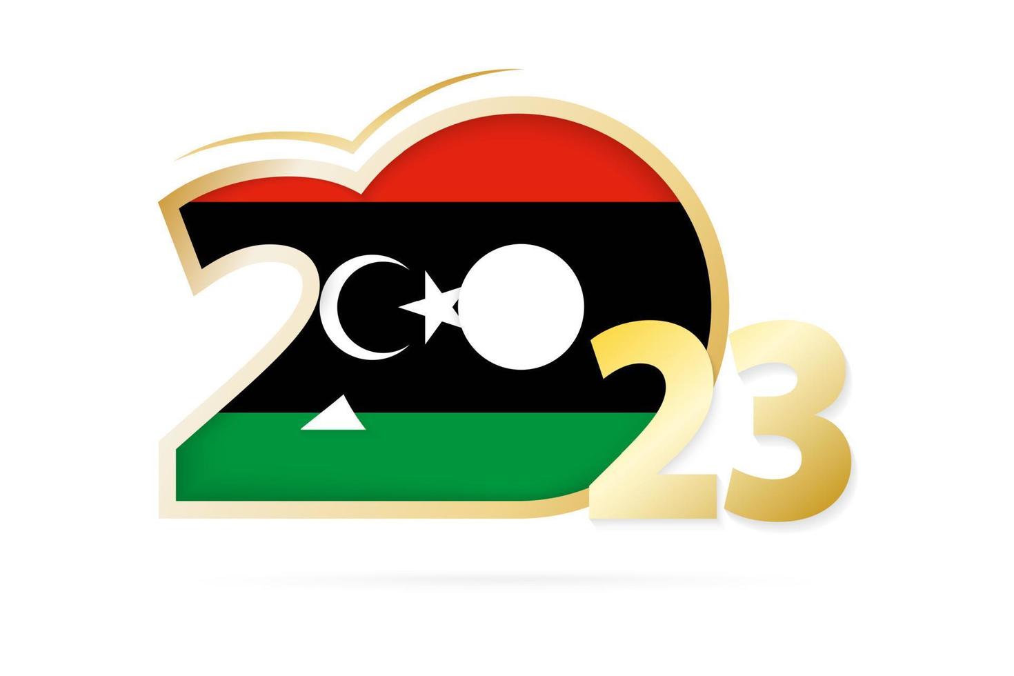 année 2023 avec motif drapeau libyen. vecteur