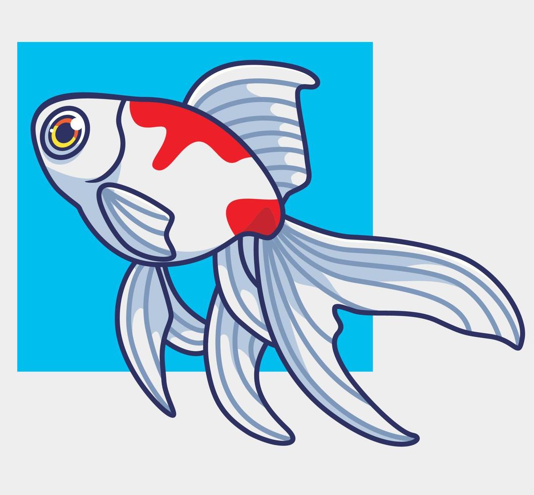 mignon poisson d'or blanc. illustration d'animal de dessin animé isolé. vecteur de logo premium de conception d'icône d'autocollant de style plat. personnage mascotte