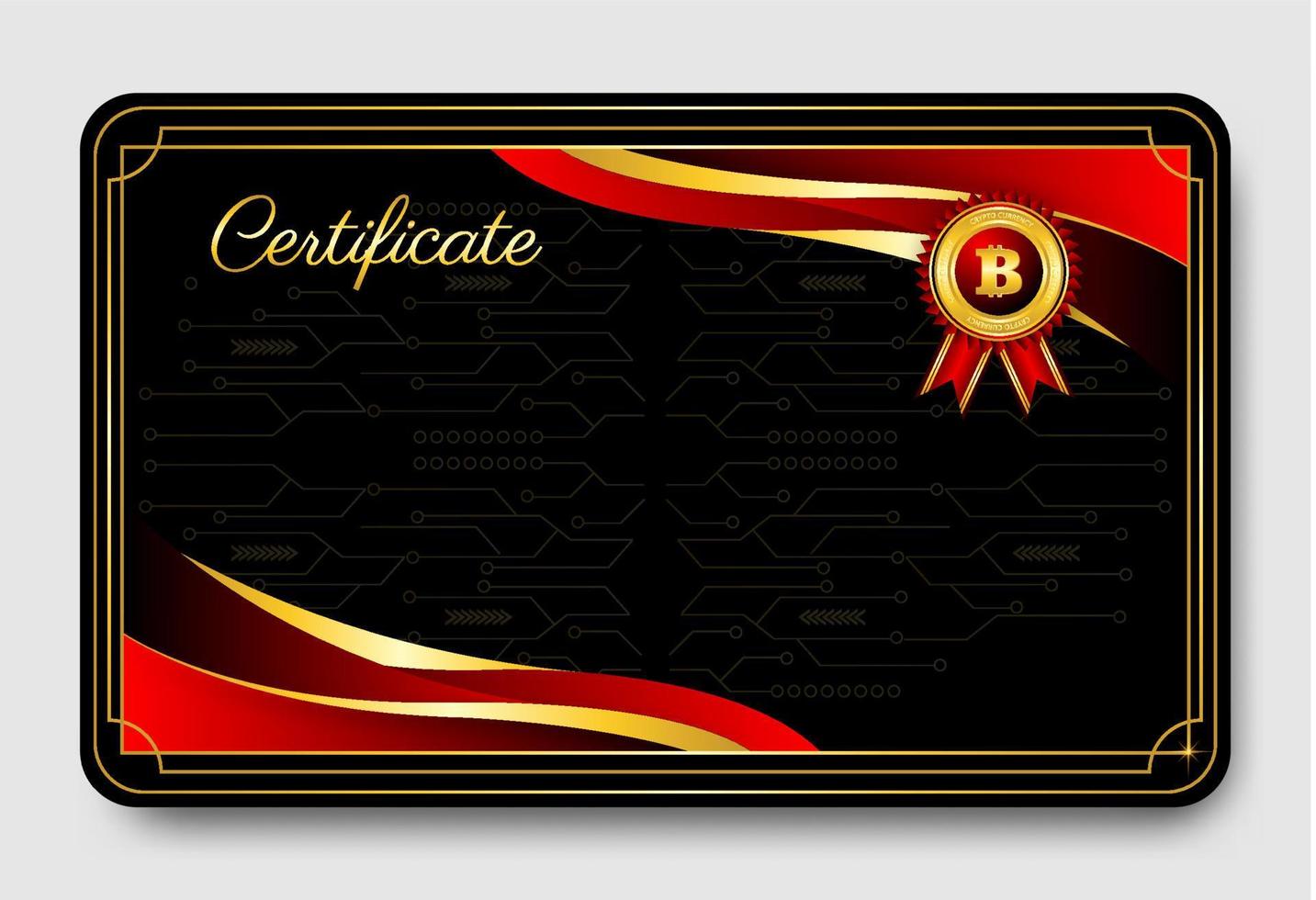 conception de bordure de certificat de crypto-monnaie bitcoin or de luxe vecteur