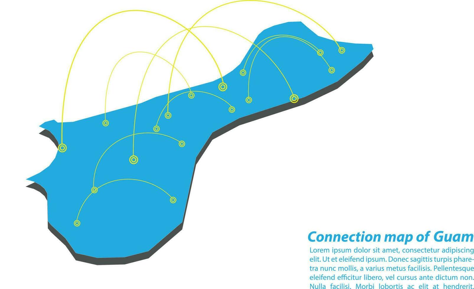 conception de réseau de connexions de carte moderne de guam, meilleur concept internet d'entreprise de carte de guam à partir de la série de concepts, composition de points et de lignes de carte. carte infographique. illustration vectorielle. vecteur