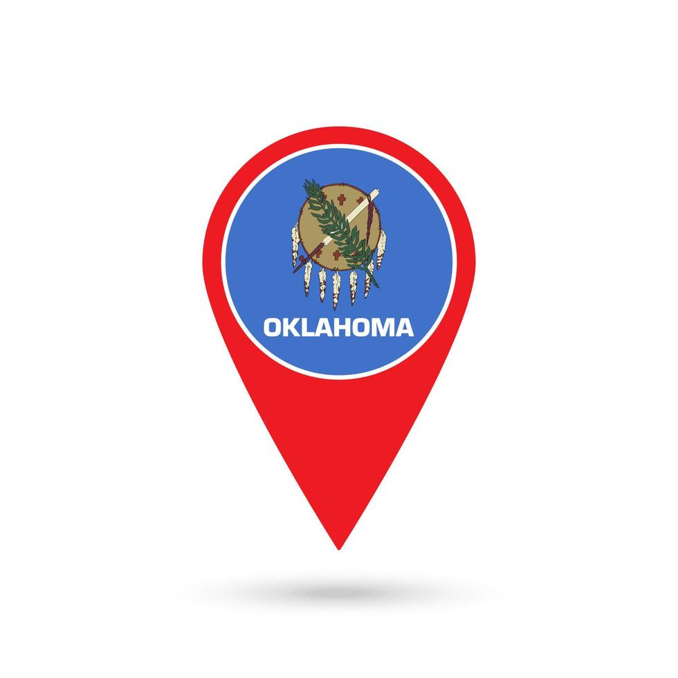 pointeur de carte avec le drapeau de l'oklahoma. illustration vectorielle. vecteur