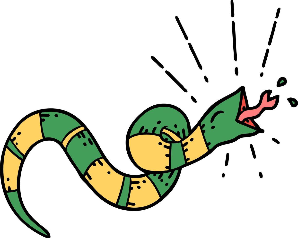illustration d'un serpent sifflant de style tatouage traditionnel vecteur