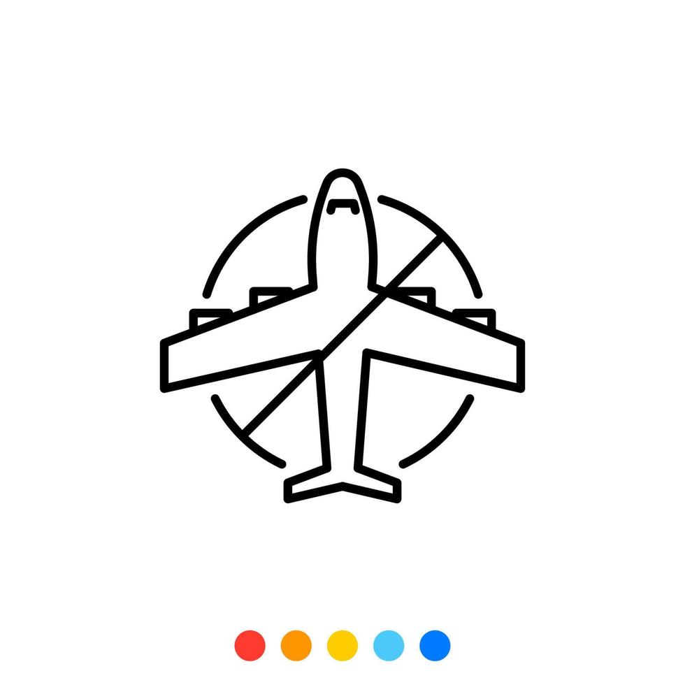 icône d'avion et signe interdit, icône, vecteur et illustration.