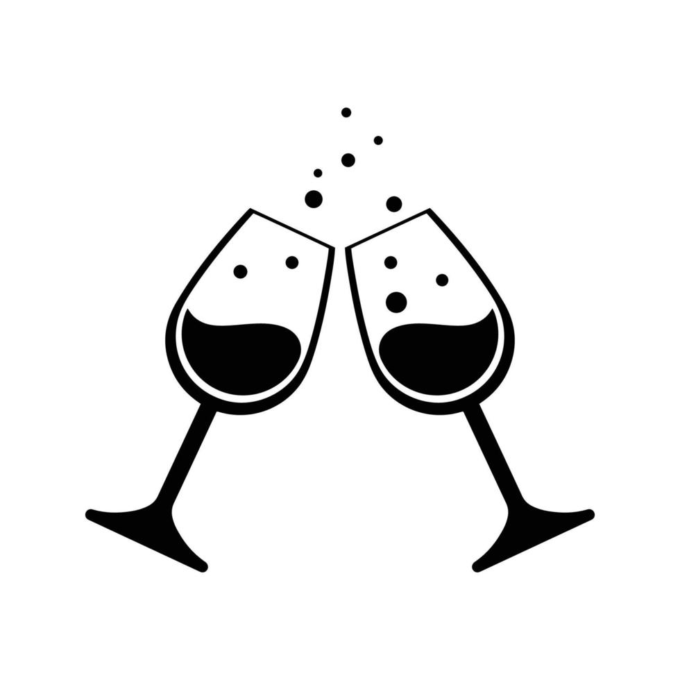 silhouette de deux verres de vin mousseux vecteur