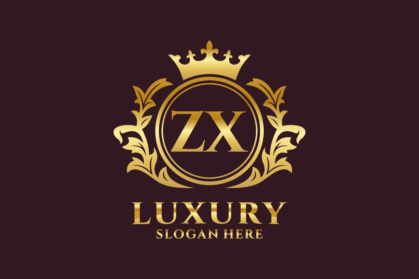 modèle initial de logo de luxe royal de lettre zx dans l'art vectoriel pour des projets de marque luxueux et d'autres illustrations vectorielles.