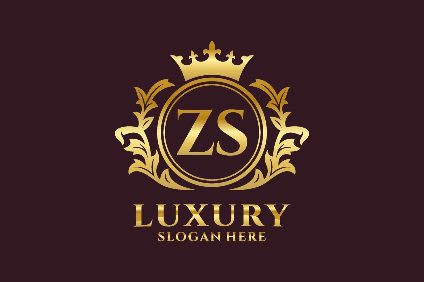 modèle initial de logo de luxe royal de lettre zs dans l'art vectoriel pour des projets de marque luxueux et d'autres illustrations vectorielles.