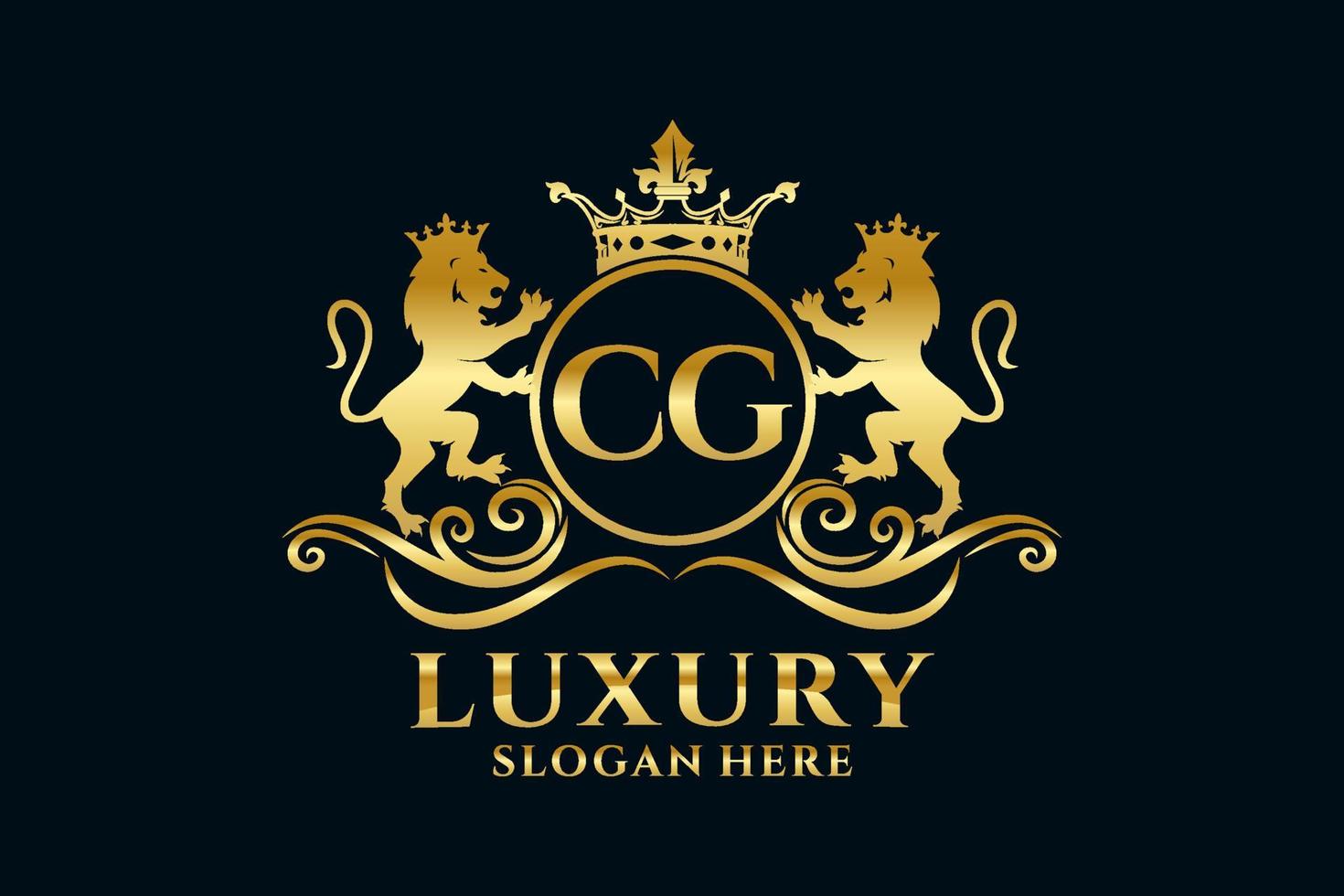 modèle de logo de luxe royal lion lettre cg initiale dans l'art vectoriel pour les projets de marque luxueux et autres illustrations vectorielles.