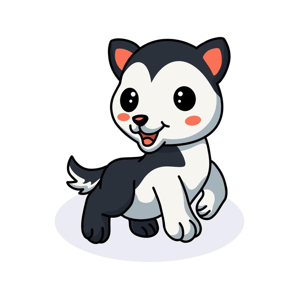 dessin animé mignon petit chien husky vecteur