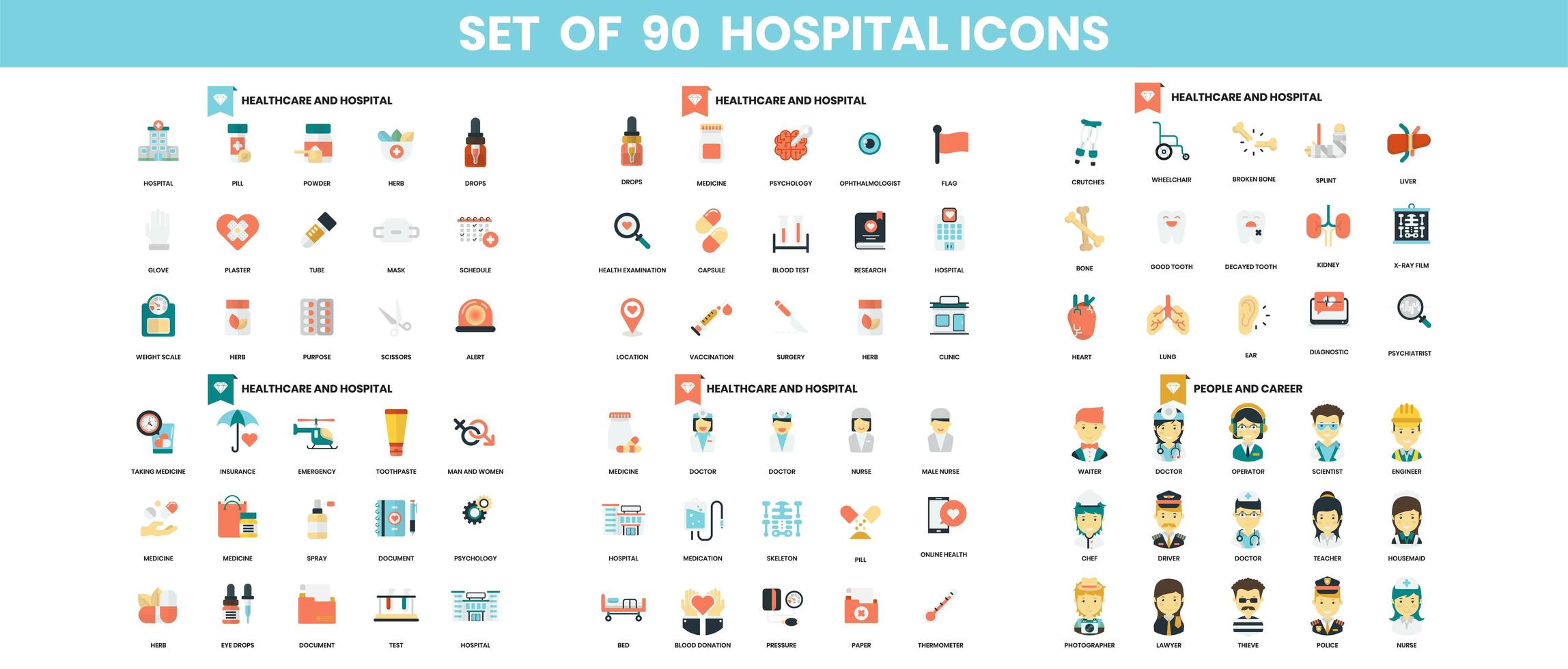 icônes de l'hôpital définies pour les entreprises vecteur