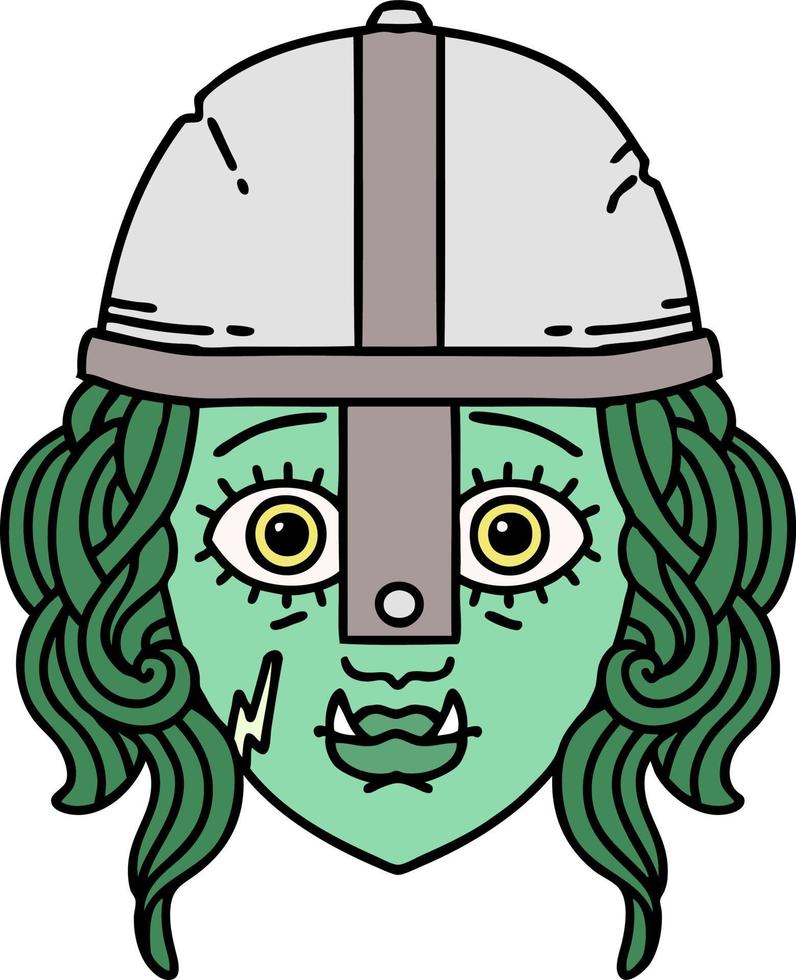 illustration de visage de personnage de combattant orc vecteur