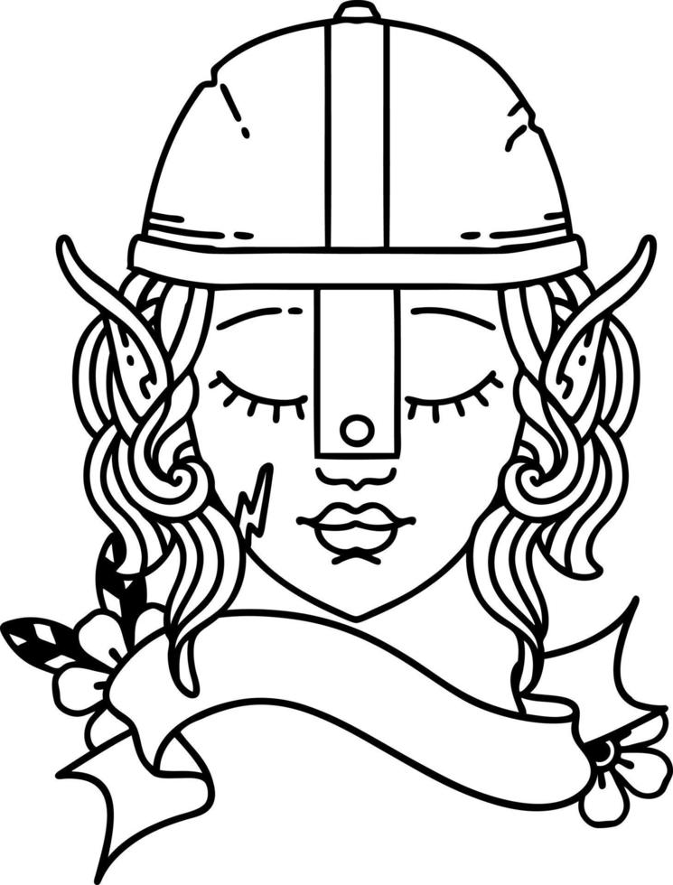 illustration de visage de personnage de combattant elfe vecteur