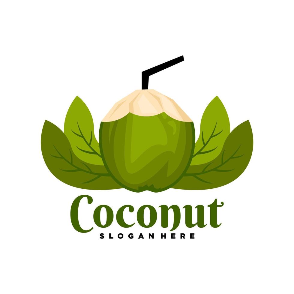 logo de noix de coco. création de logo avec vecteur d'illustration de noix de coco fraîche. adapté au logo de la boutique de noix de coco fraîche