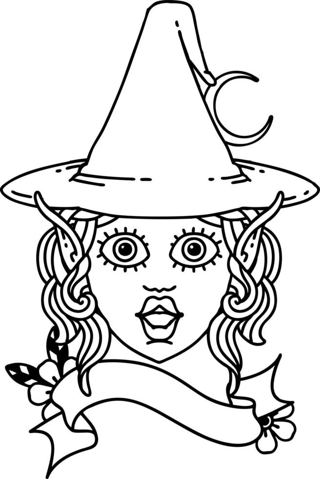 illustration de visage de personnage de mage elfe vecteur