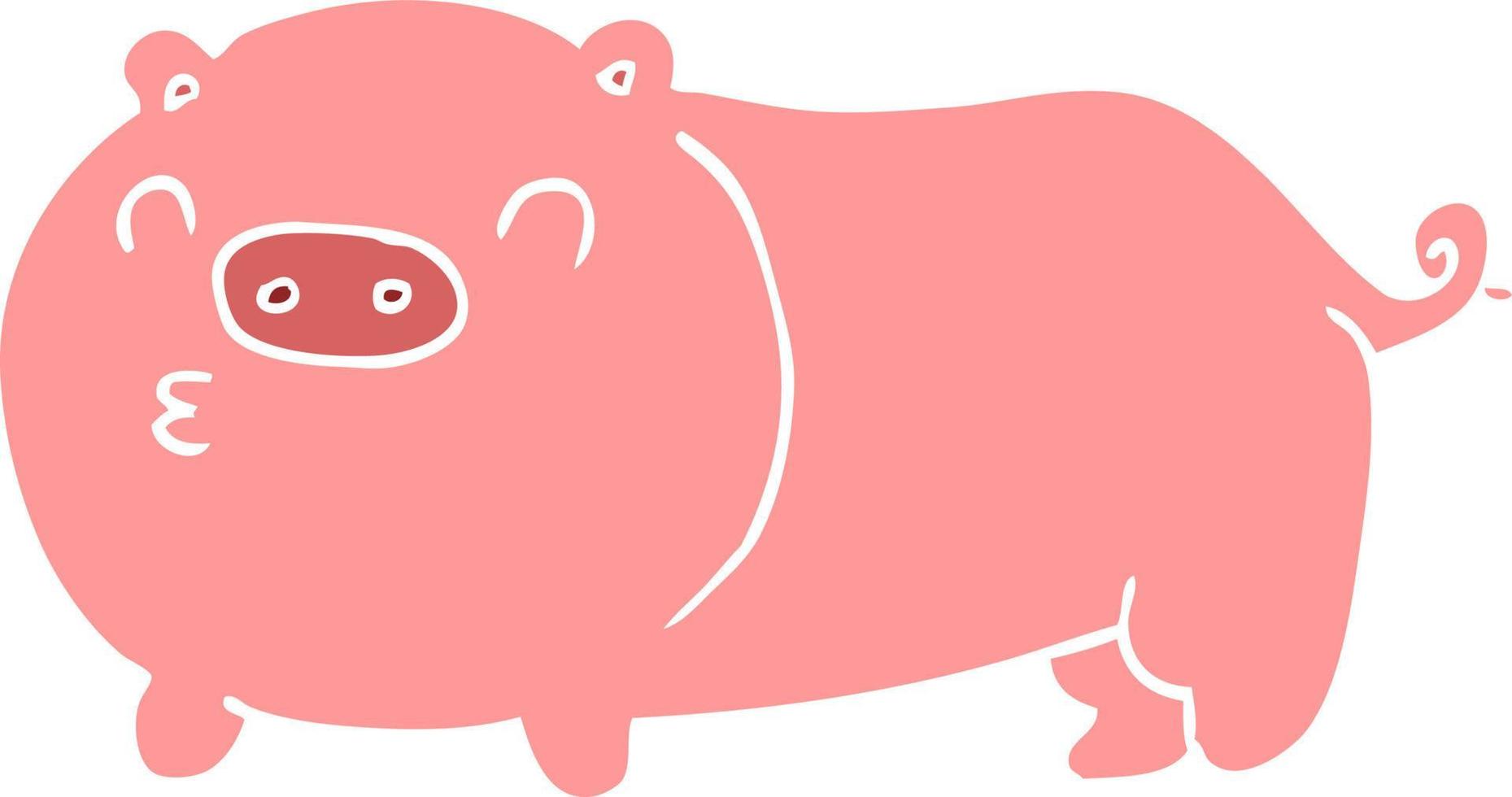 cochon de dessin animé de style plat couleur vecteur