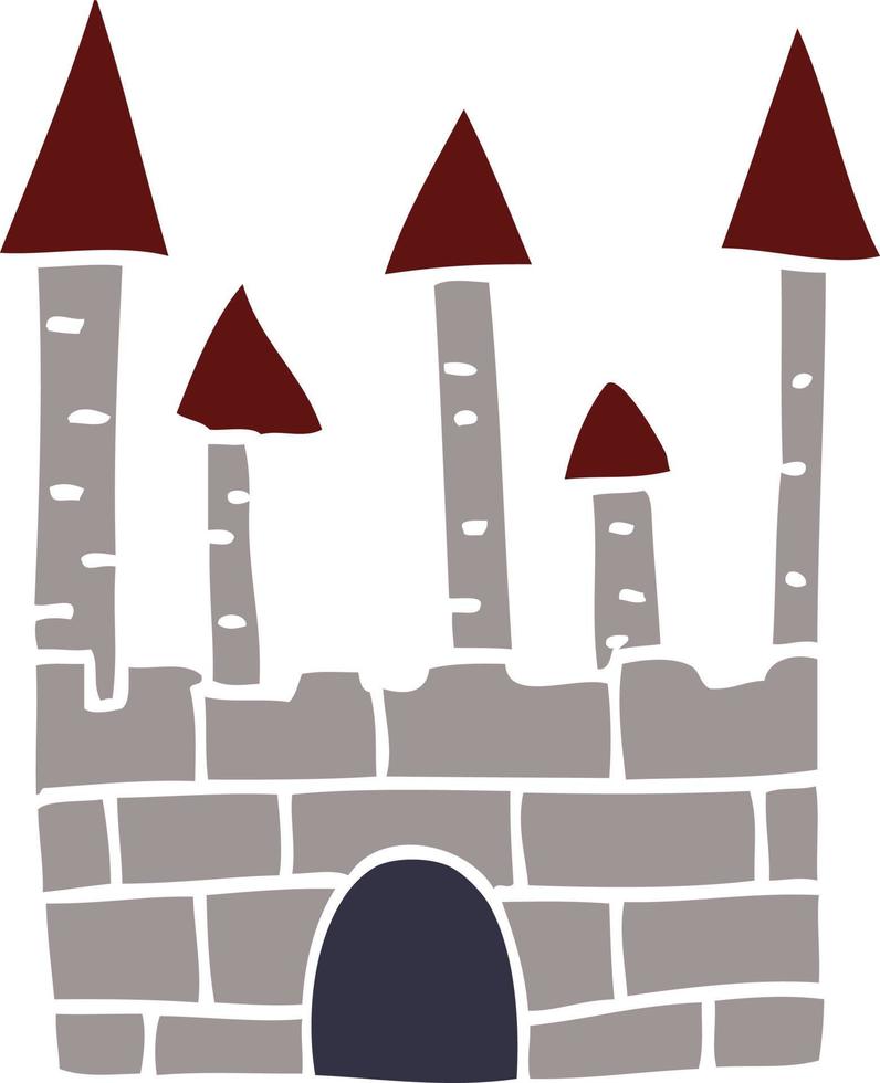 dessin animé doodle château traditionnel vecteur