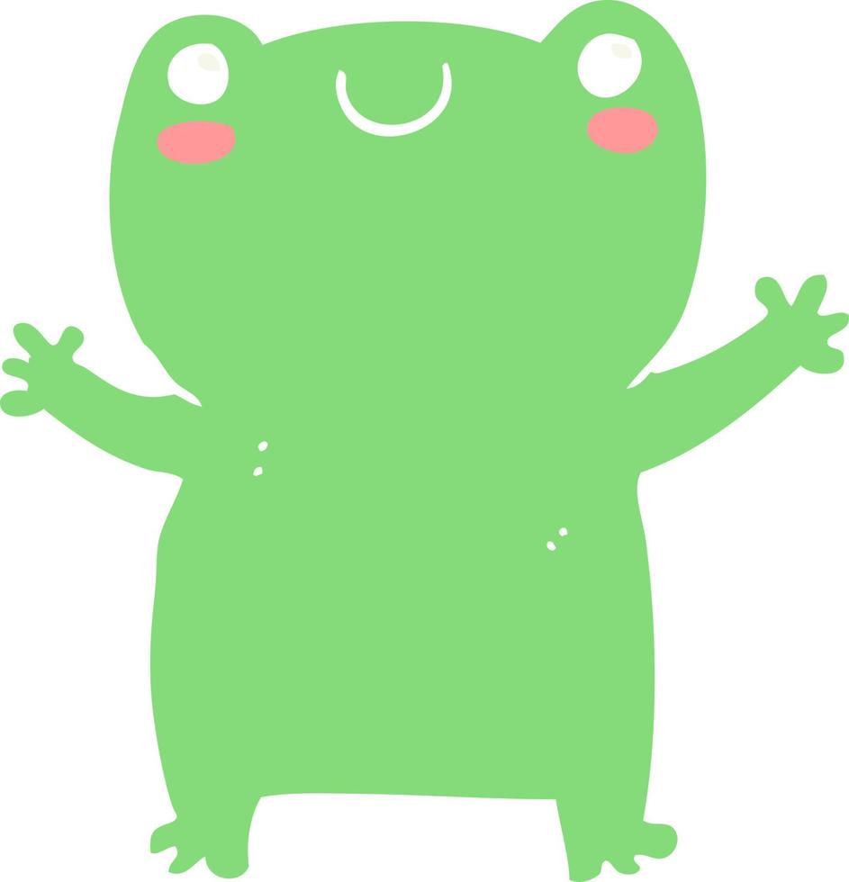 grenouille de dessin animé mignon style couleur plat vecteur