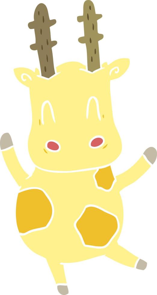 girafe de dessin animé mignon style couleur plat vecteur