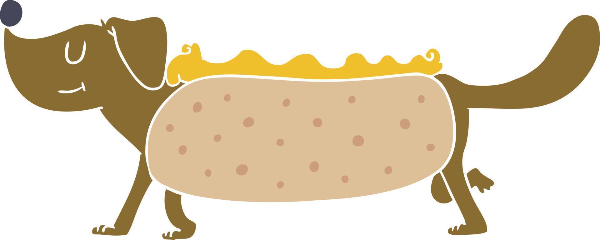hot-dog de dessin animé de style plat couleur vecteur
