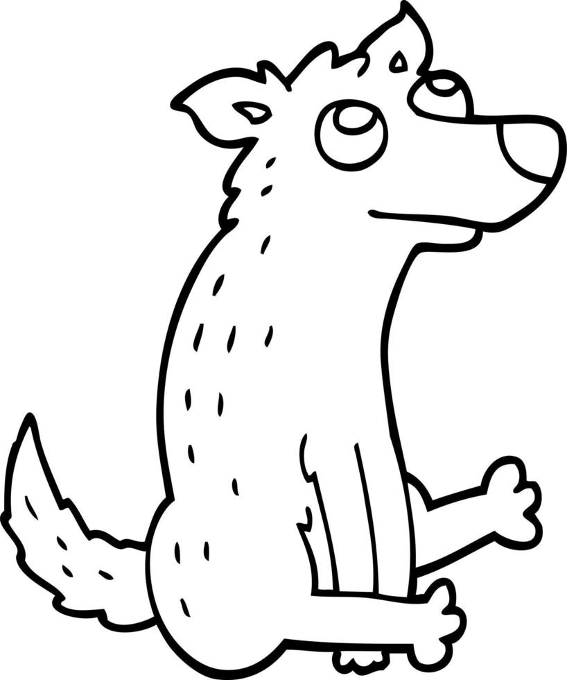 chien de dessin animé dessin au trait assis vecteur