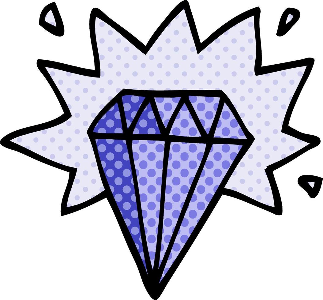 dessin animé doodle diamant de tatouage vecteur