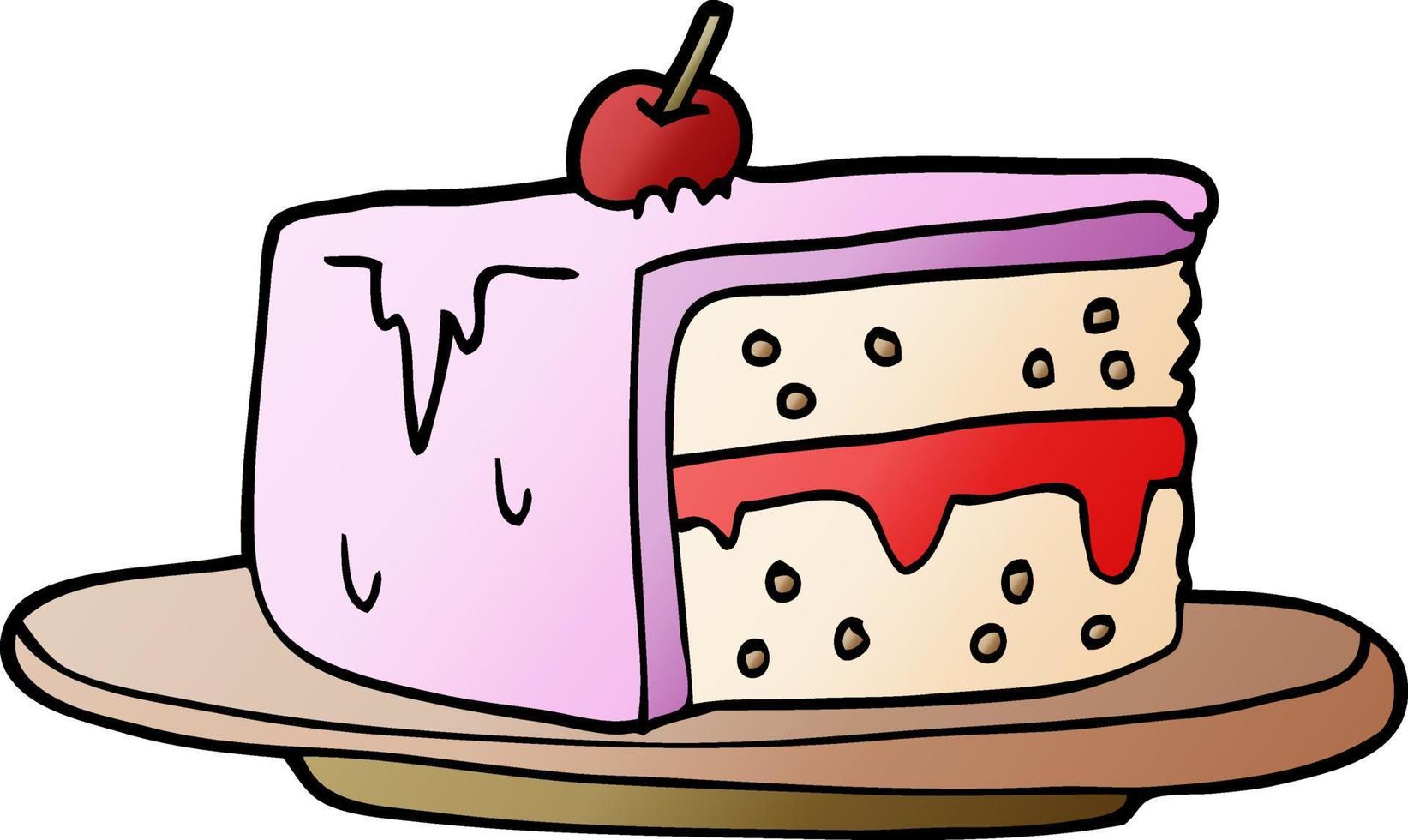 dessin animé doodle tranche de gâteau vecteur