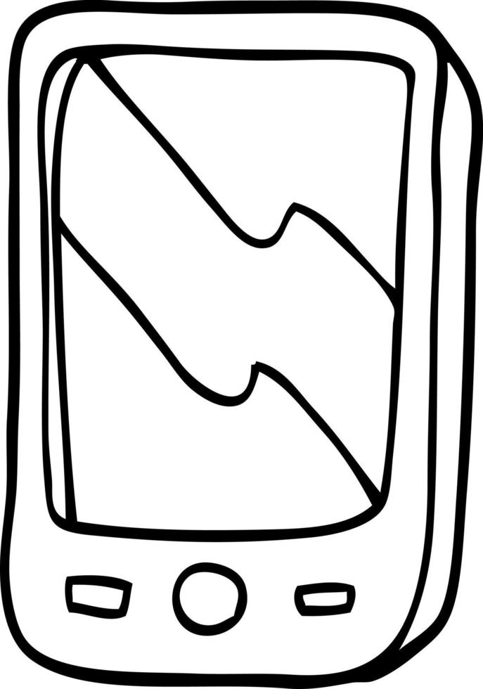 dessin au trait dessin animé téléphone portable vecteur