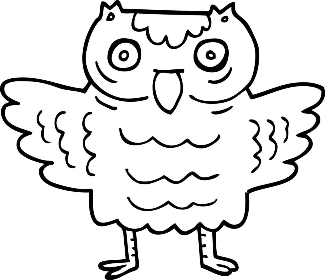 dessin au trait hibou drôle de dessin animé vecteur