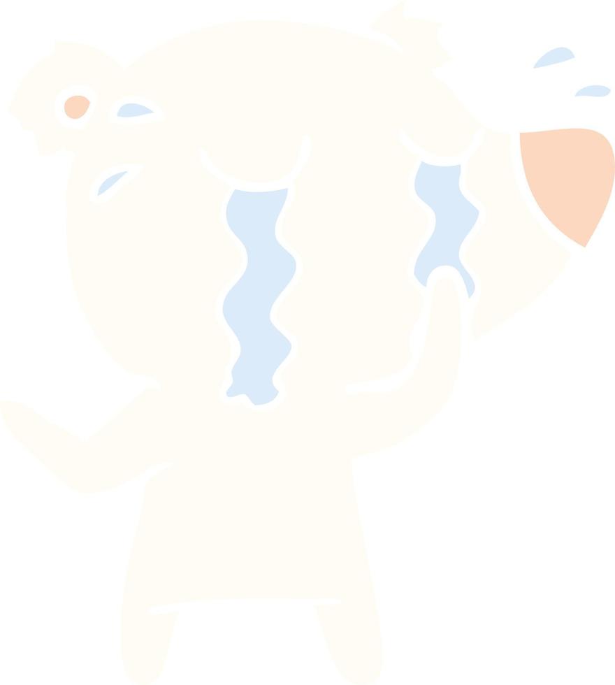 dessin animé de style plat couleur ours polaire qui pleure vecteur