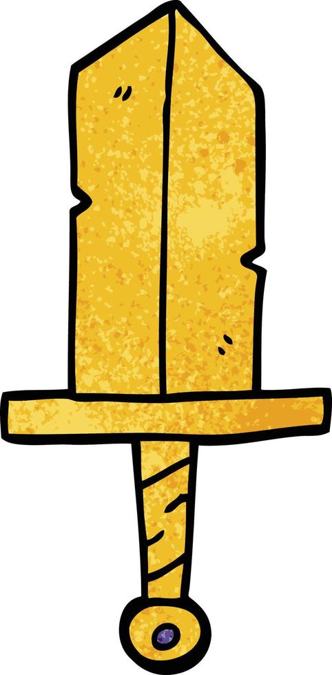 dessin animé doodle poignard doré vecteur