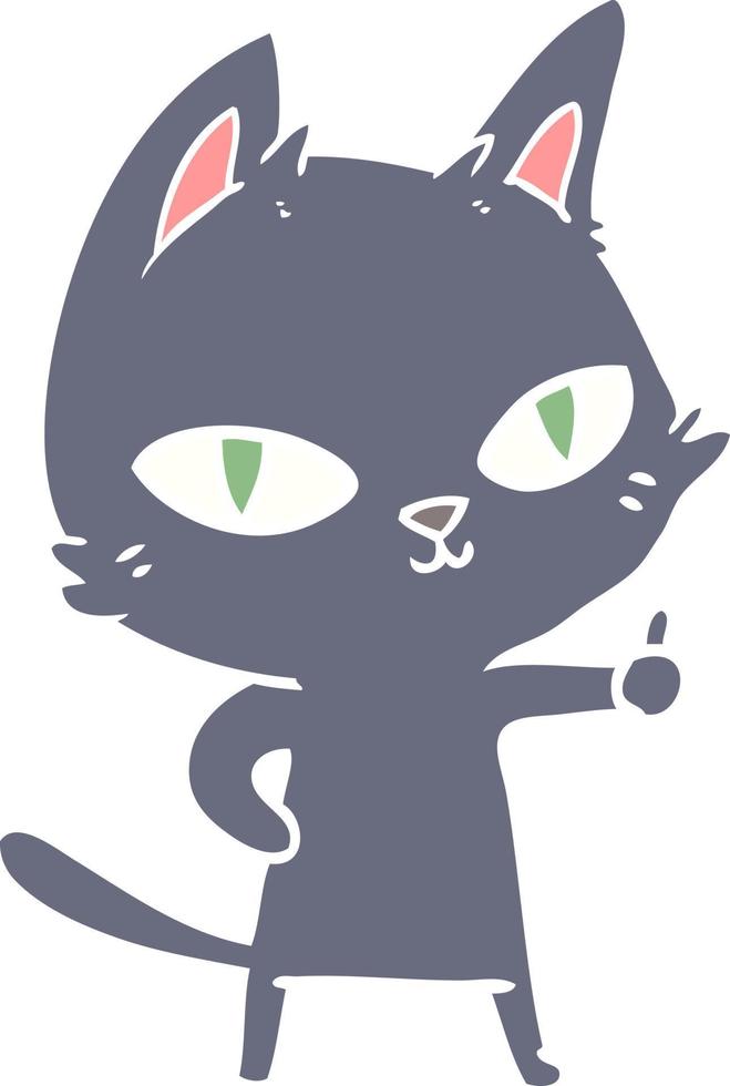 chat de dessin animé de style plat couleur regardant fixement vecteur
