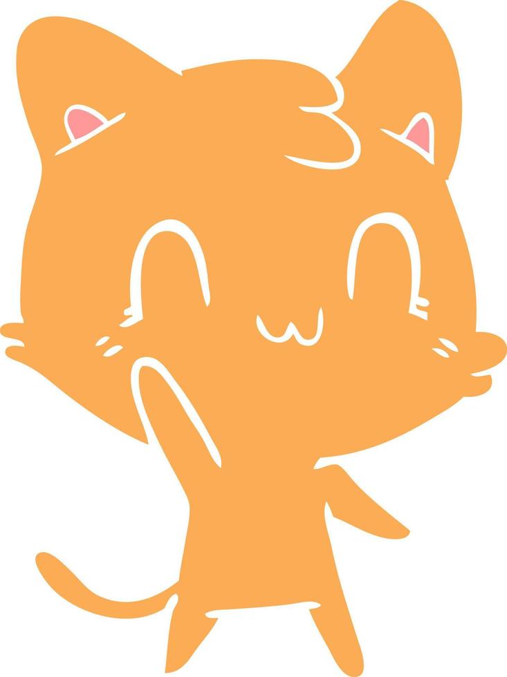 chat heureux de dessin animé de style plat couleur vecteur