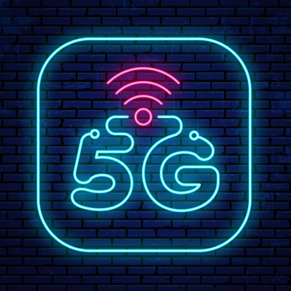 Signe d'icône lumineux 5g lumineux vecteur