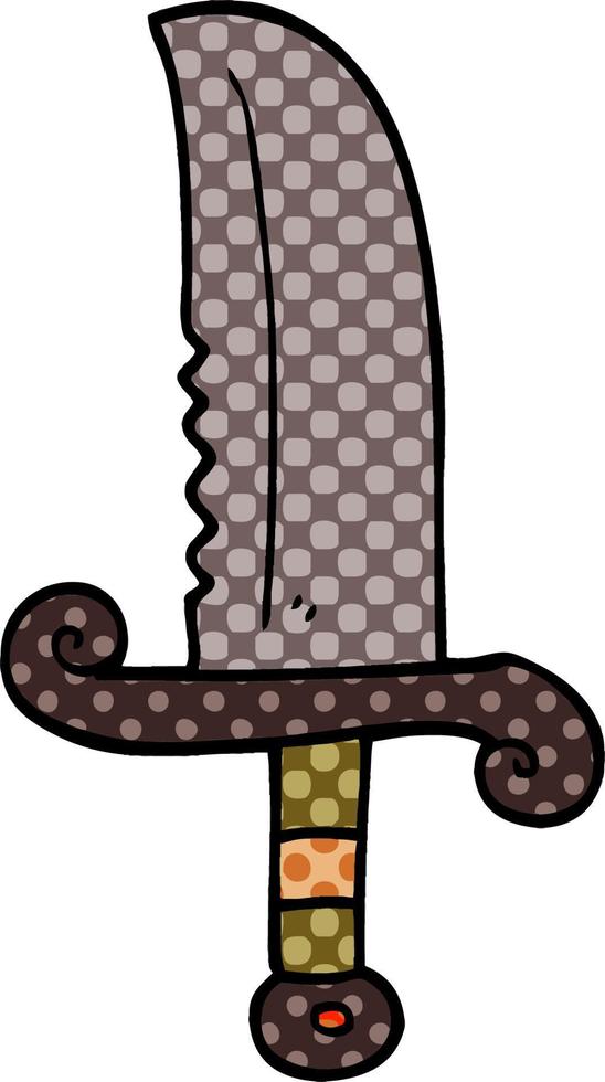 dessin animé doodle épée ornée de bijoux vecteur