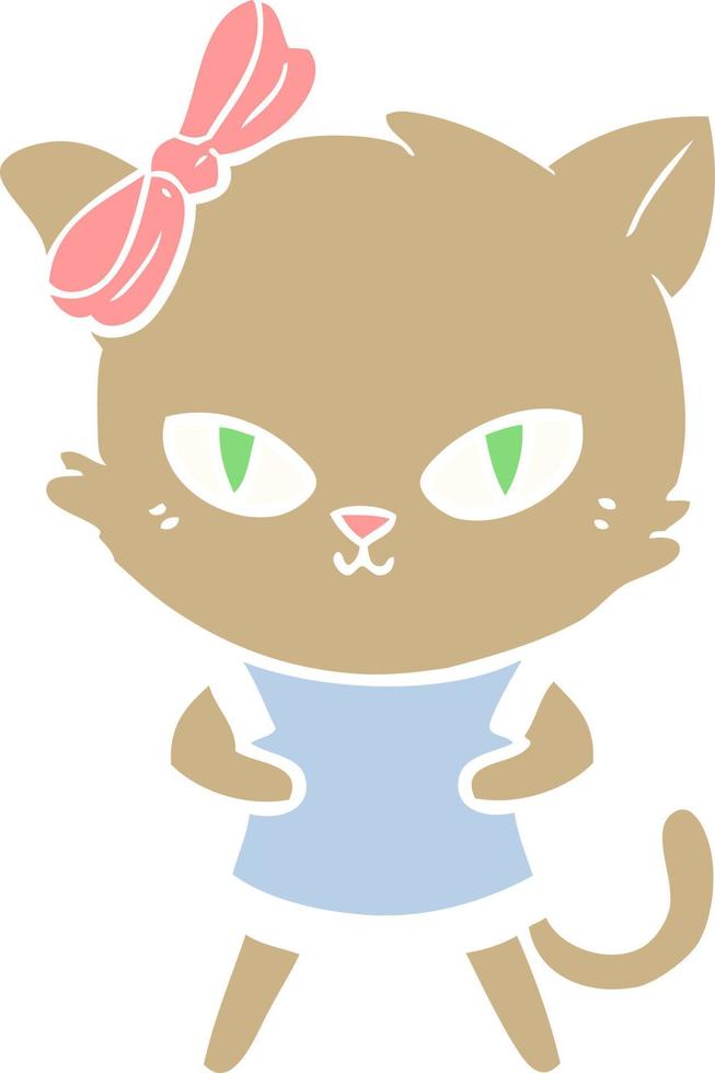 chat de dessin animé mignon style couleur plat vecteur