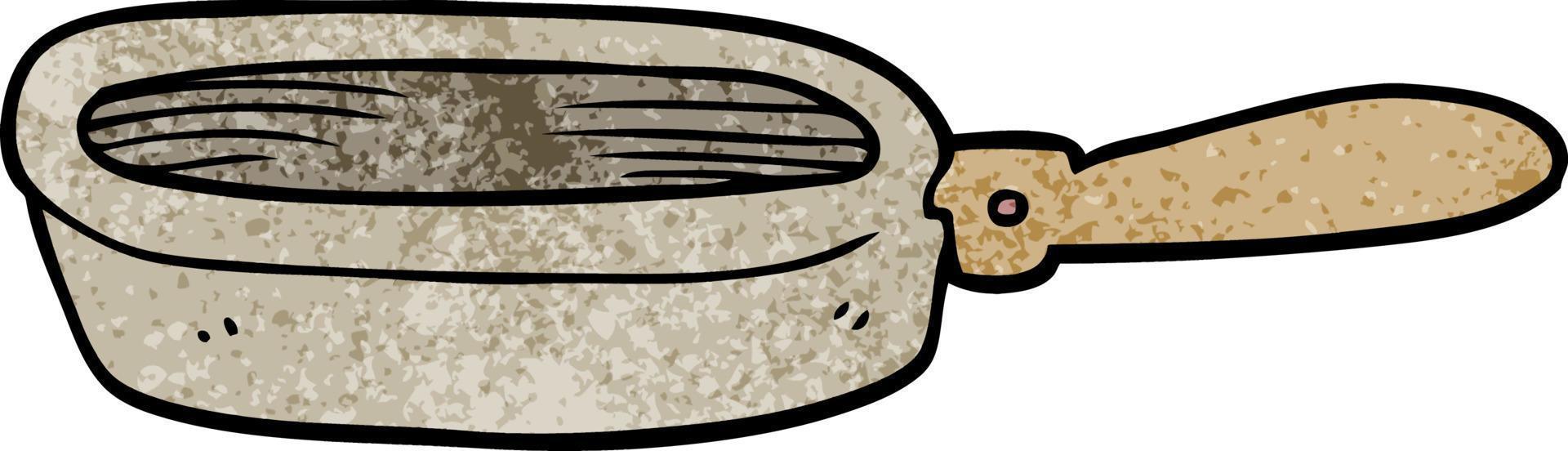 doodle de dessin animé d'une poêle à frire vecteur