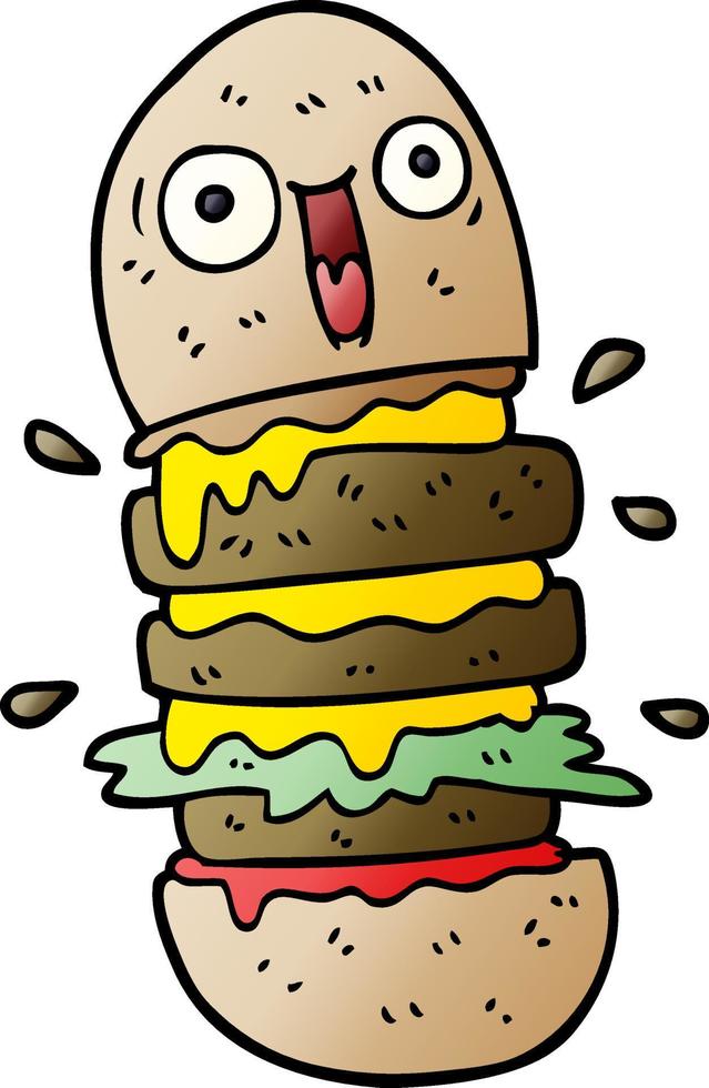 dessin animé doodle hamburger vecteur