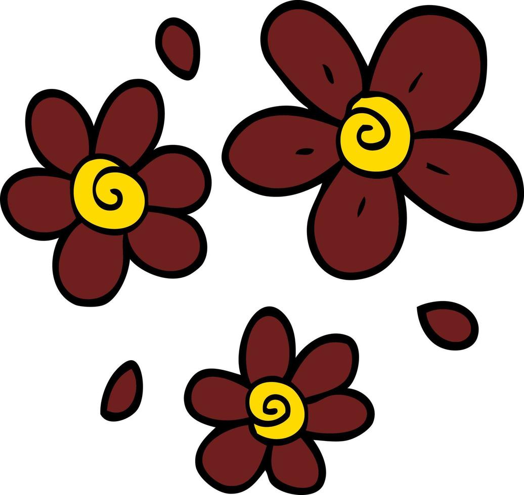 fleurs de griffonnage de dessin animé vecteur