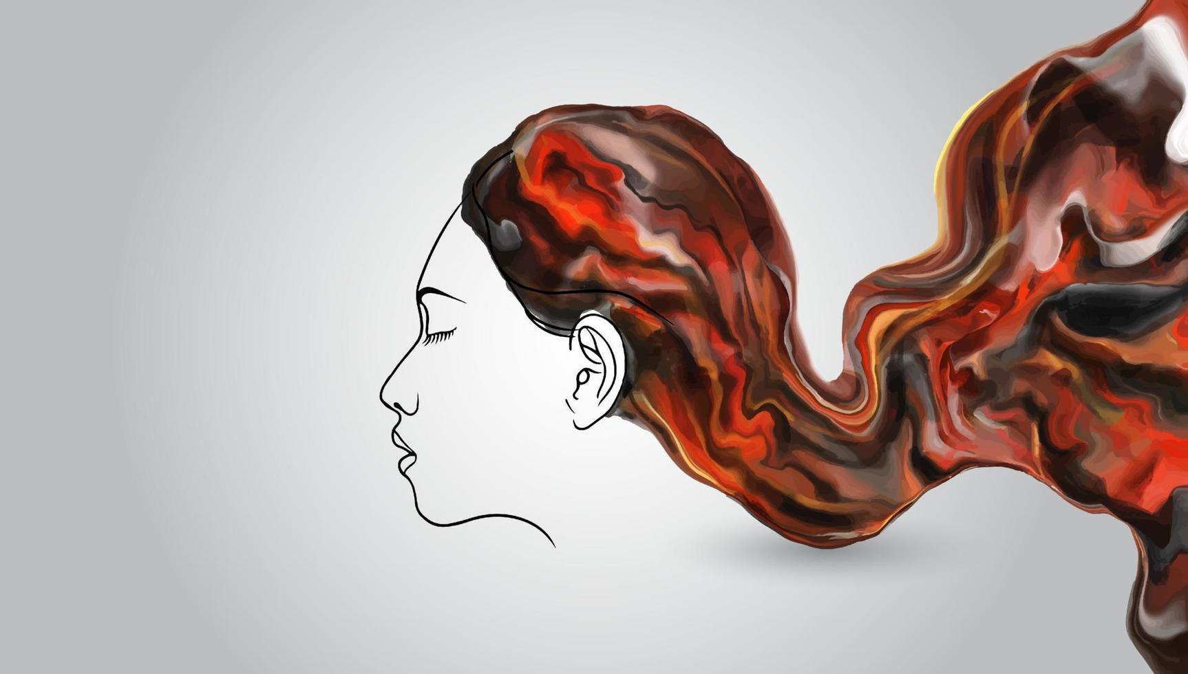 silhouette de tête aux cheveux liquides. illustration vectorielle d'un salon de beauté féminin vecteur