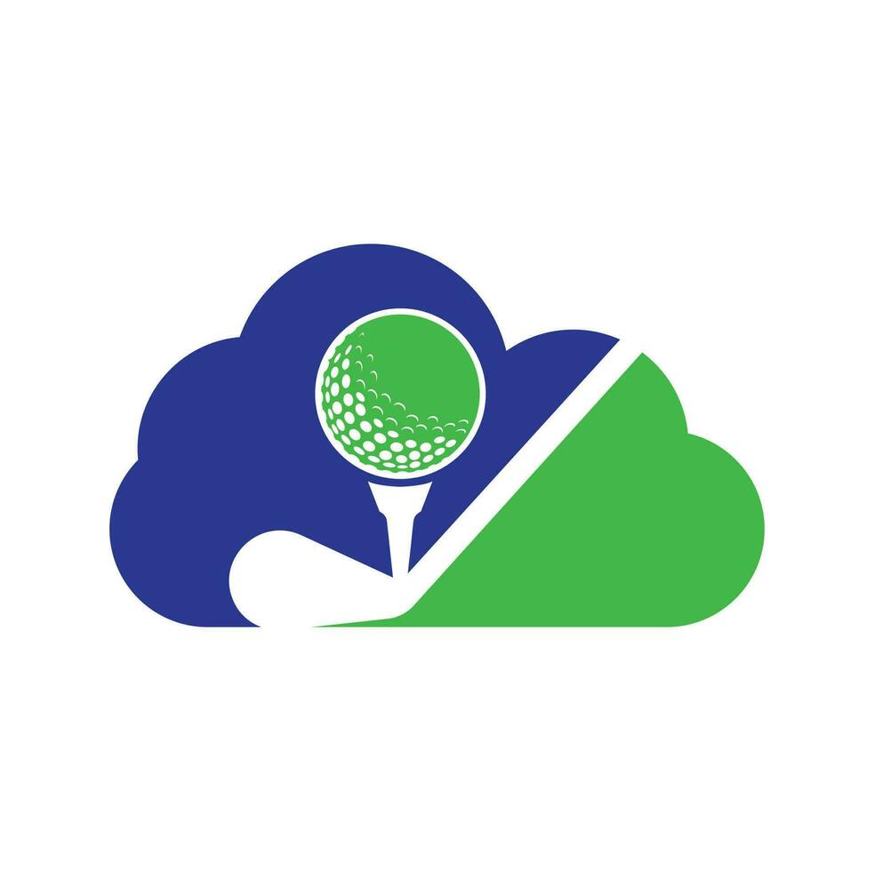 modèle vectoriel de conception de logo de concept de forme de nuage de golf de bâton. conceptions de logo de golf. modèle de conception de logo de silhouette de sport de golf
