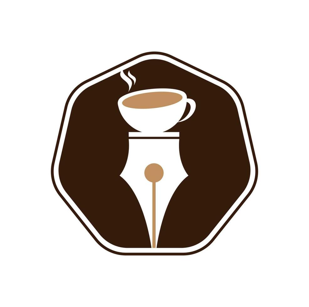 vecteur de concept de conception de logo stylo et café. modèle d'icône de logo café et stylo.