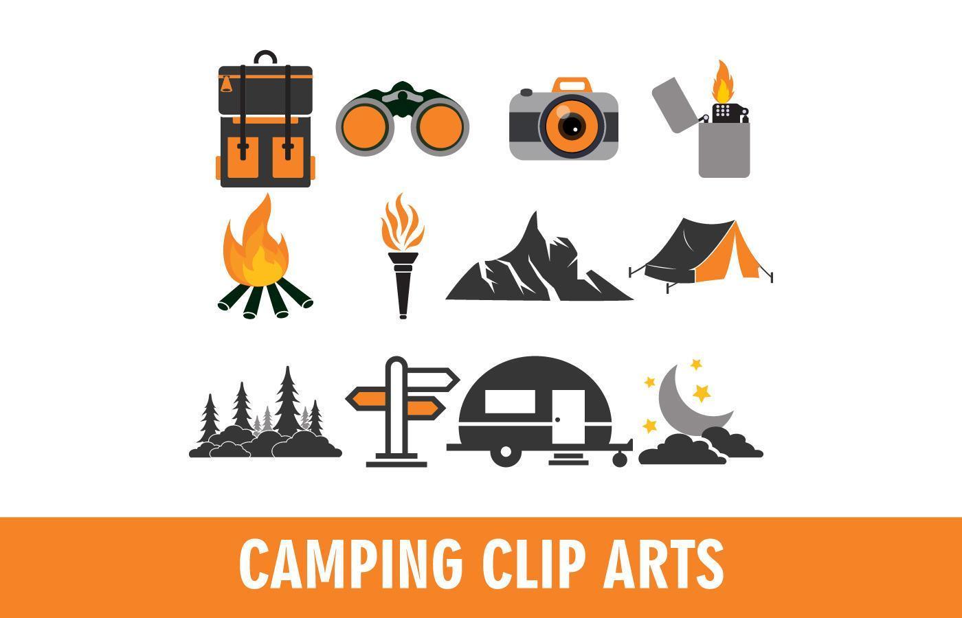 jeu d'icônes de camping vecteur