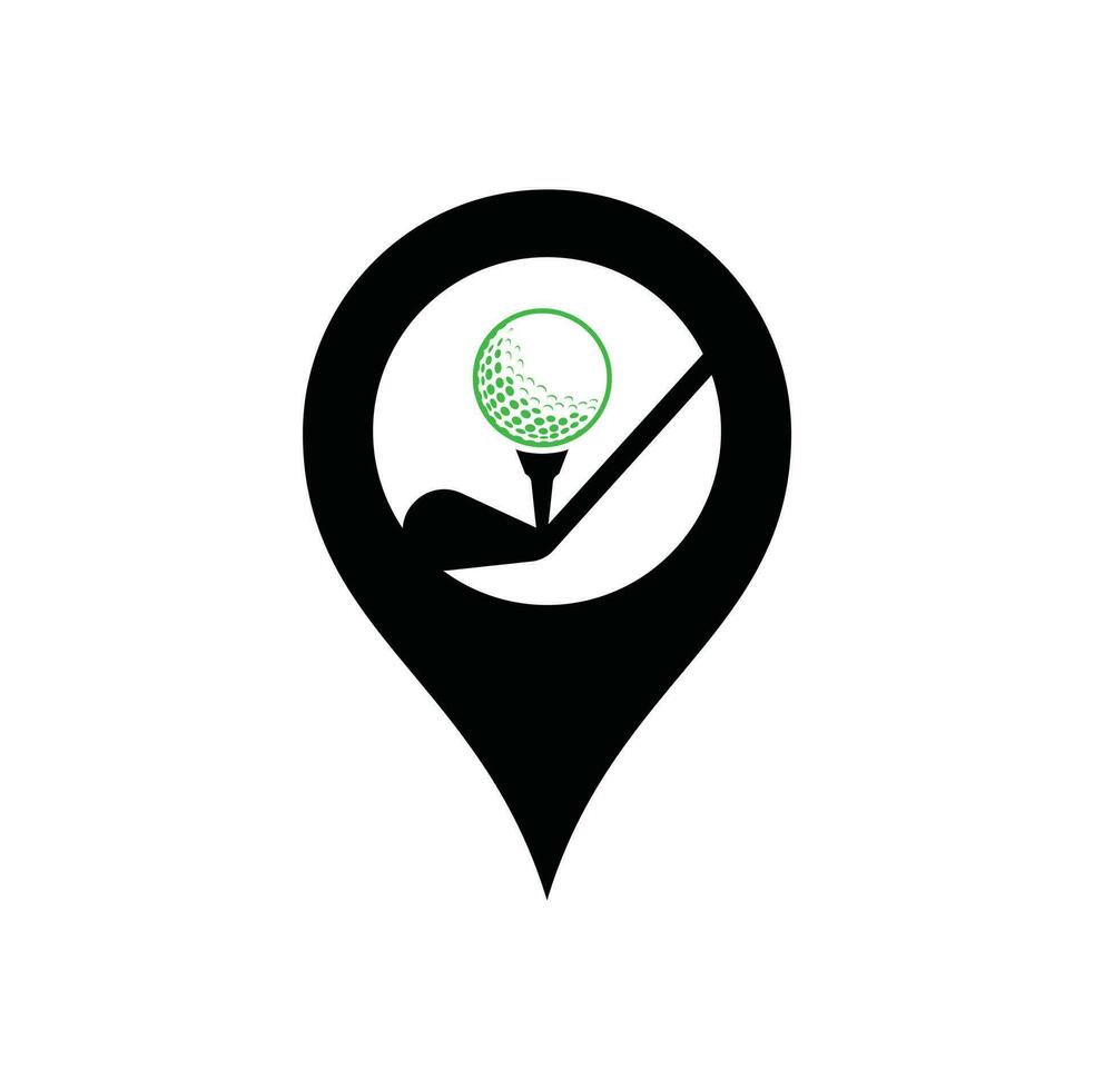 stick golf map pin shape concept logo design vector template. conceptions de logo de golf. modèle de conception de logo de silhouette de sport de golf