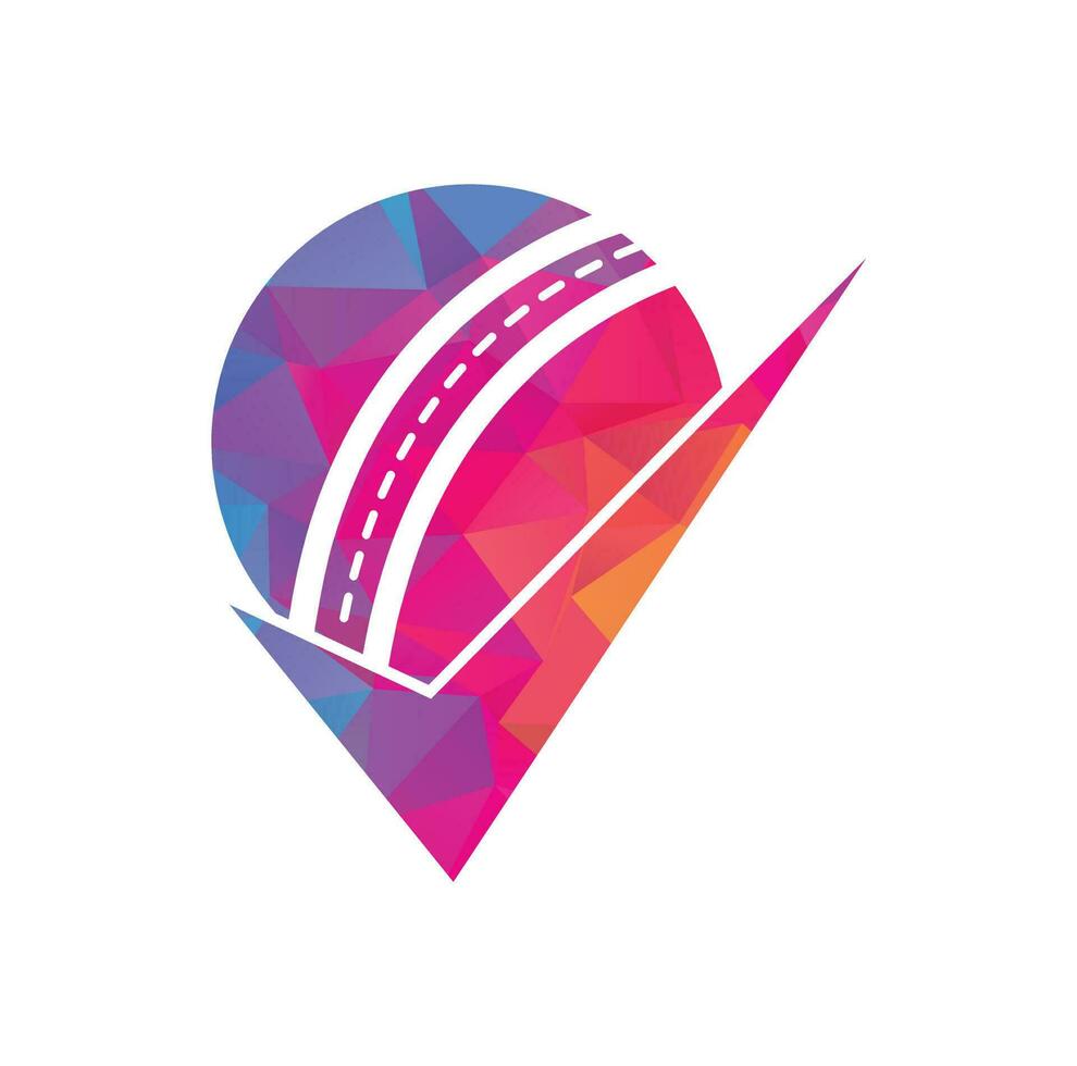vérifiez la conception du logo vectoriel de cricket. balle de cricket et logo d'icône de tique.