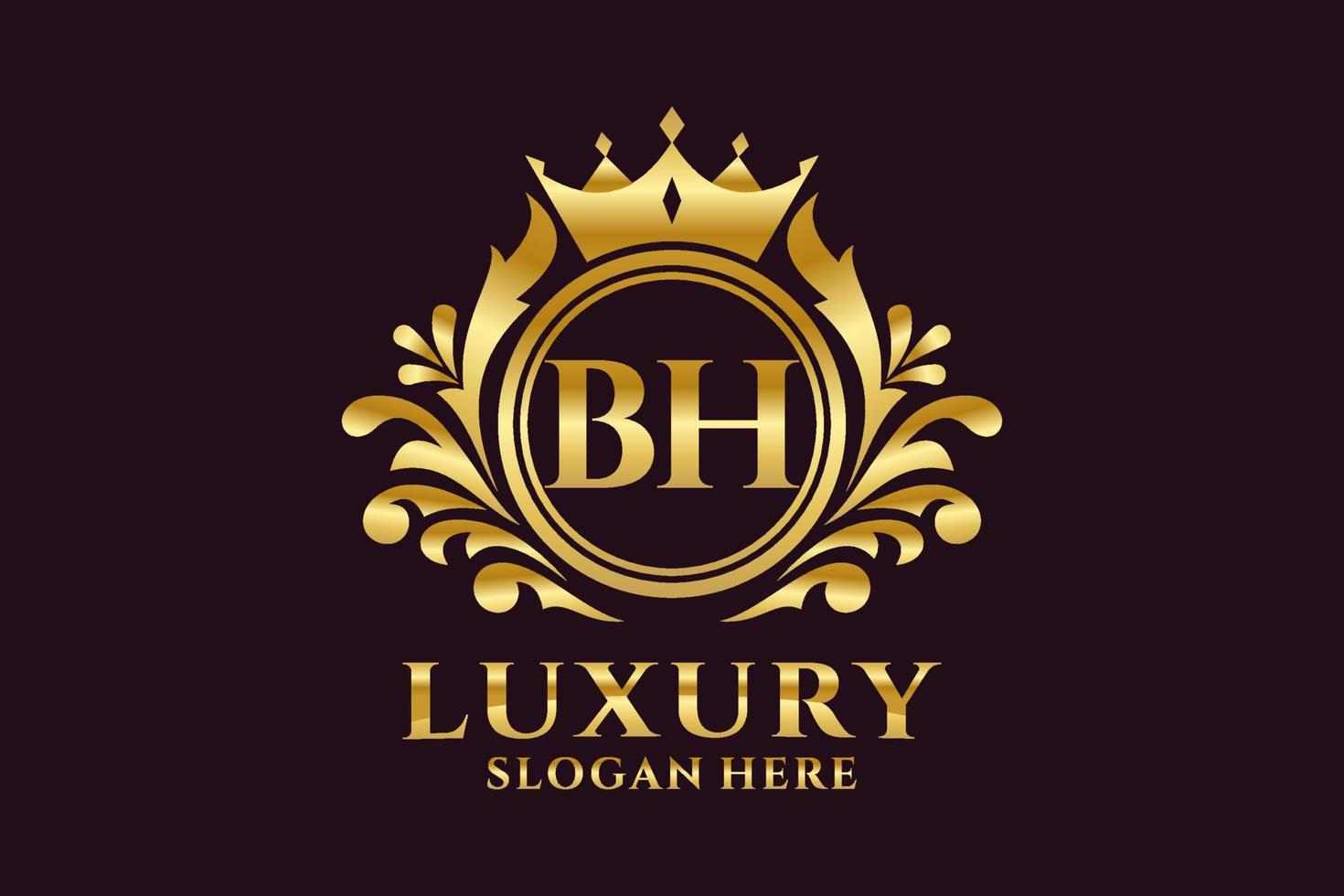 modèle initial de logo de luxe royal de lettre bh dans l'art vectoriel pour des projets de marque luxueux et d'autres illustrations vectorielles.