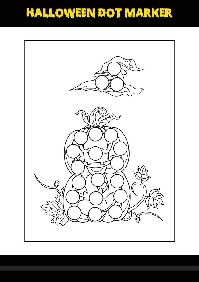 page de coloriage de points d'halloween pour les enfants. conception de page de coloriage d'art en ligne pour les enfants. vecteur