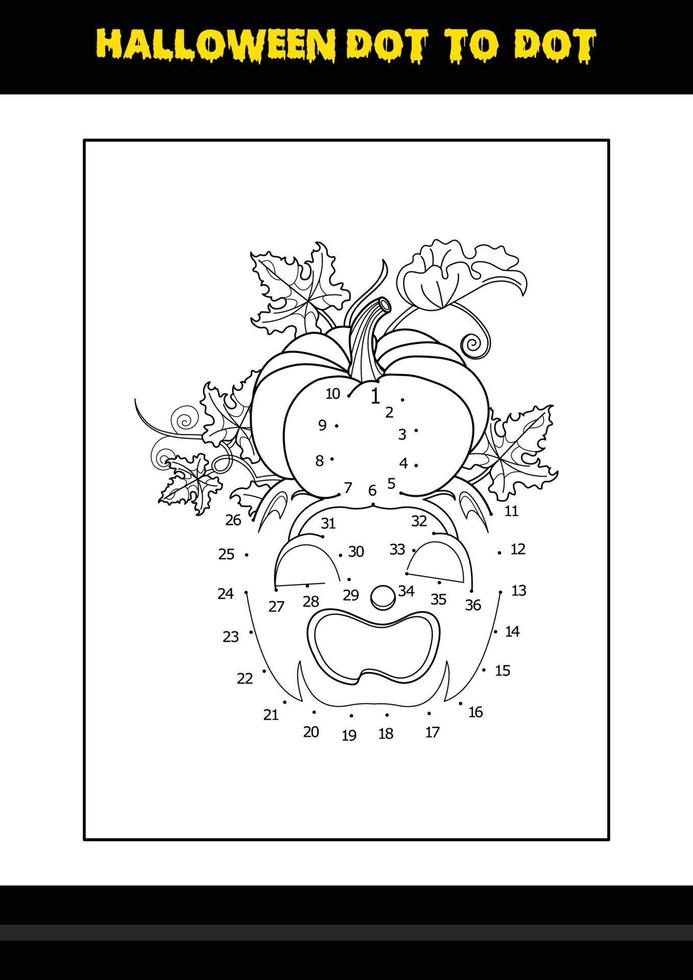 coloriage point à point d'halloween pour les enfants. conception de page de coloriage d'art en ligne pour les enfants. vecteur