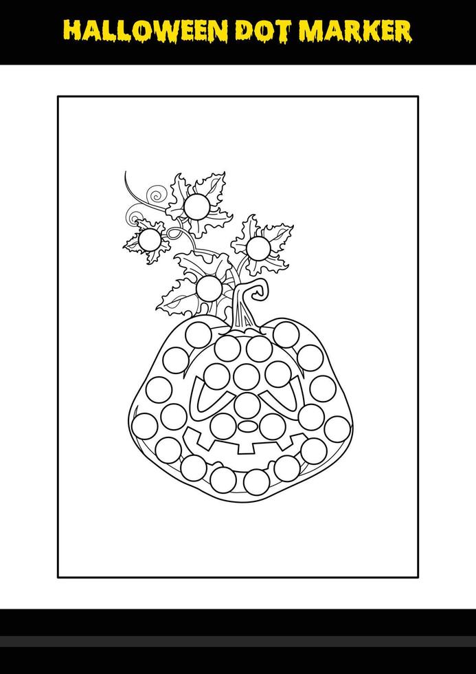 page de coloriage de points d'halloween pour les enfants. conception de page de coloriage d'art en ligne pour les enfants. vecteur