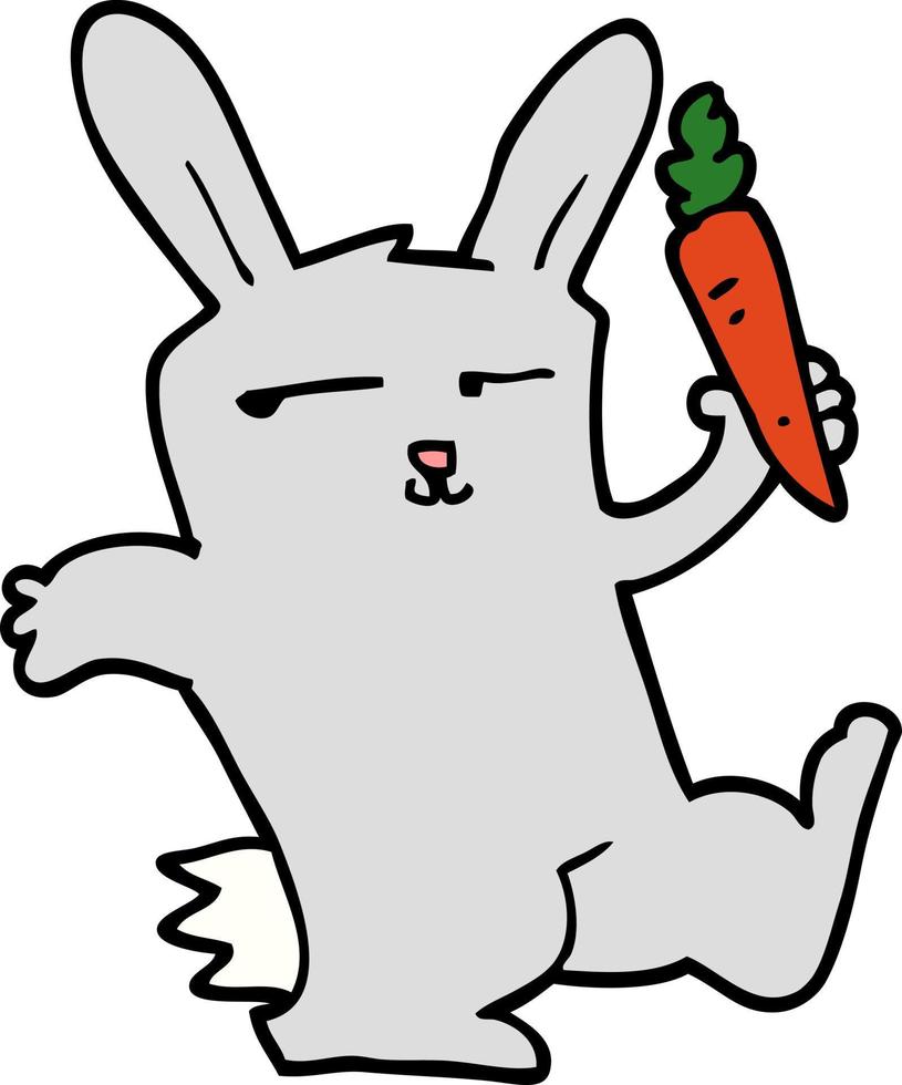 lapin de dessin animé avec carotte vecteur