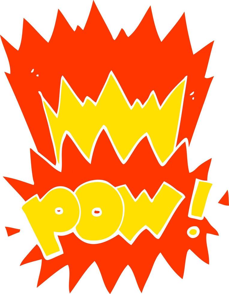 illustration en couleur plate d'un symbole de pow de dessin animé vecteur
