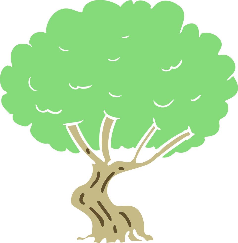 arbre de dessin animé de style plat couleur vecteur